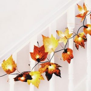 guirlande d'automne avec feuille et lumière